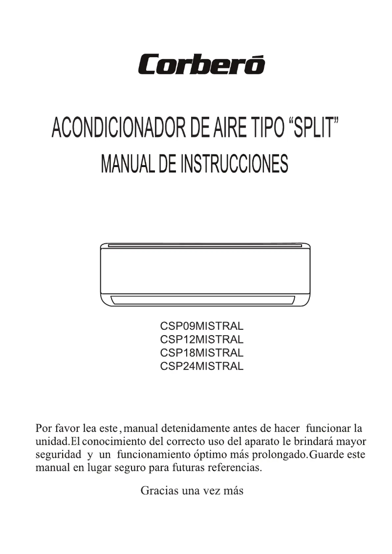 Página 1 del manual Manual de usuario Corbero CSP09MISTRAL
