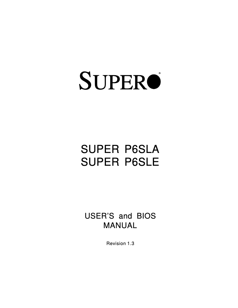 Página 1 del manual Manual de usuario Supermicro P6SLE