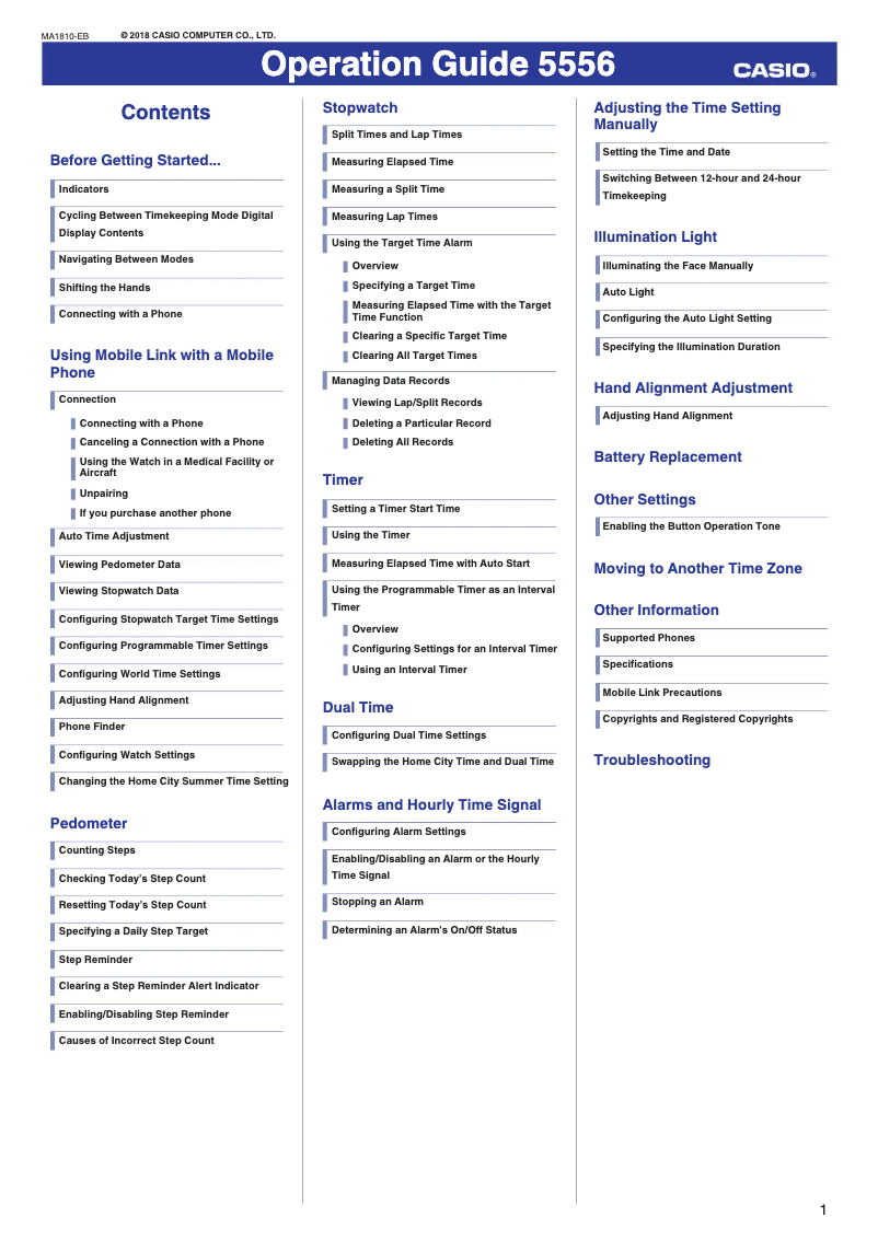 Página 1 del manual Manual de usuario Casio Baby-G BSA-B100-4A2ER