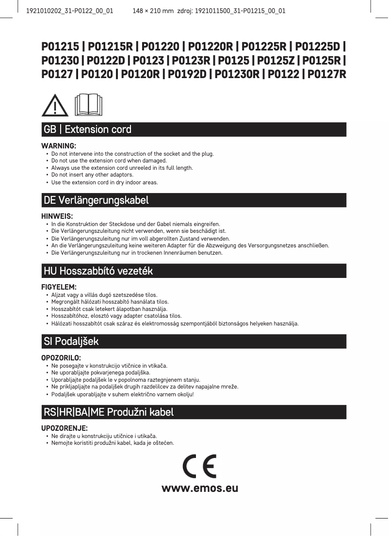 Imagen de la primera página del manual del dispositivo P0122