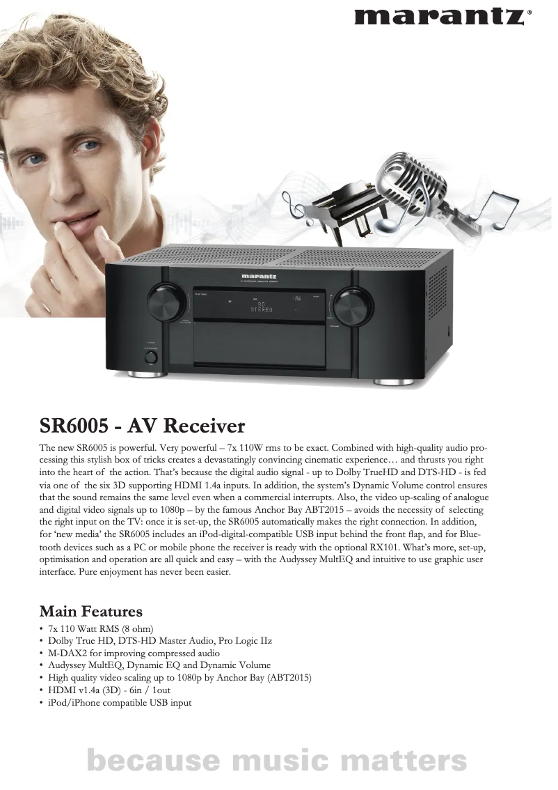 Página 1 del manual Ficha técnica Marantz SR6005