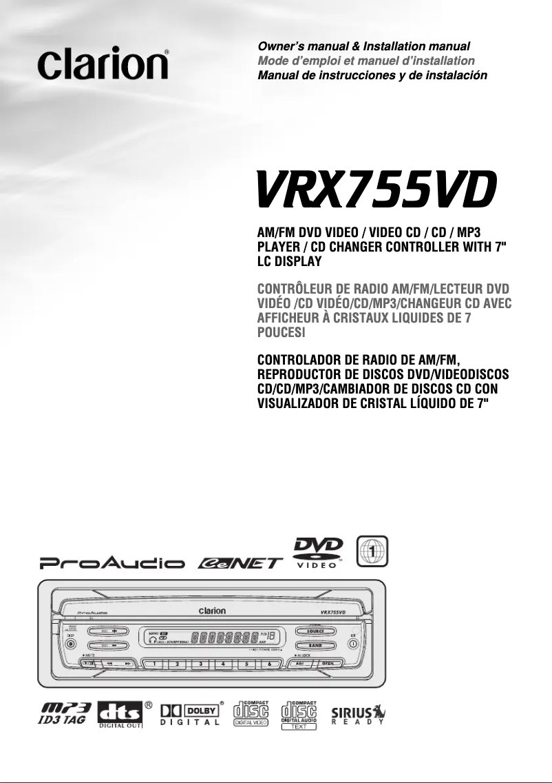 Imagen de la primera página del manual del dispositivo VRX755VD