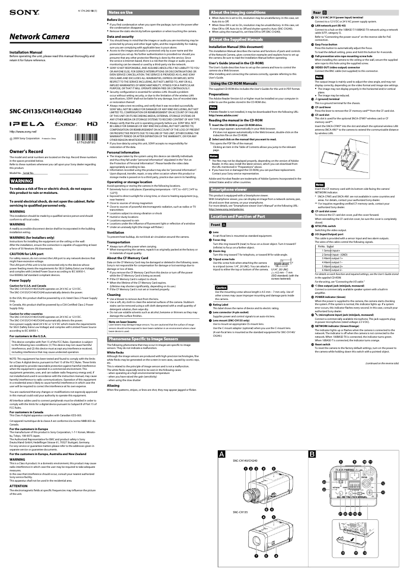 Página 1 del manual Manual de usuario Sony SNC-CH240