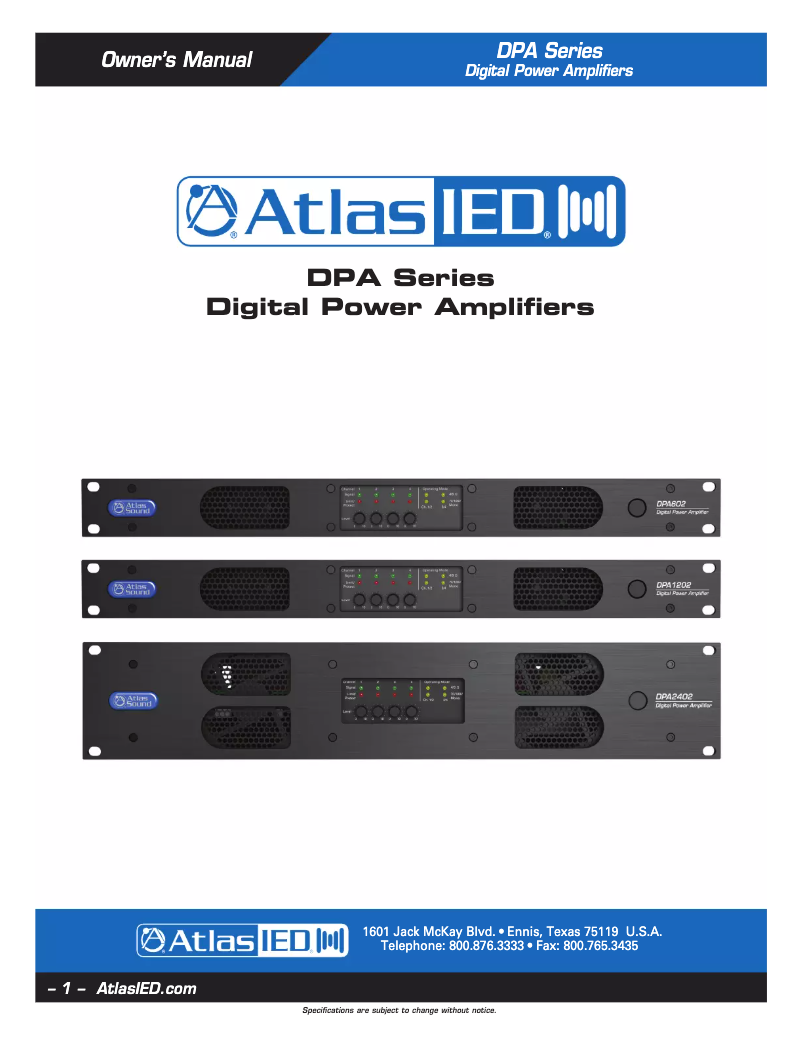 Página 1 del manual Manual de usuario Atlas Sound DPA2402