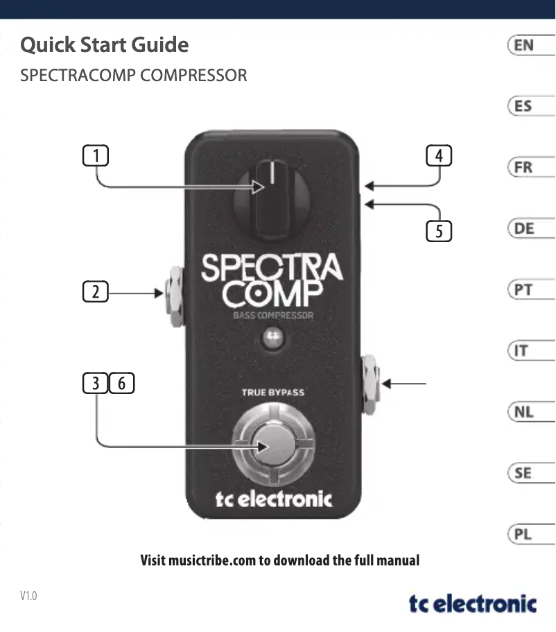 Imagen de la primera página del manual del dispositivo SpectraComp Bass Compressor
