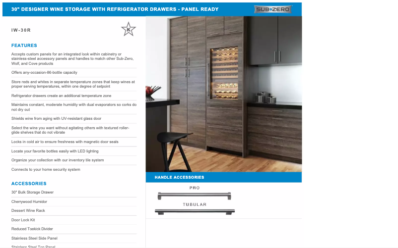 Página 1 del manual Manual de usuario Sub-Zero IW-30R-RH