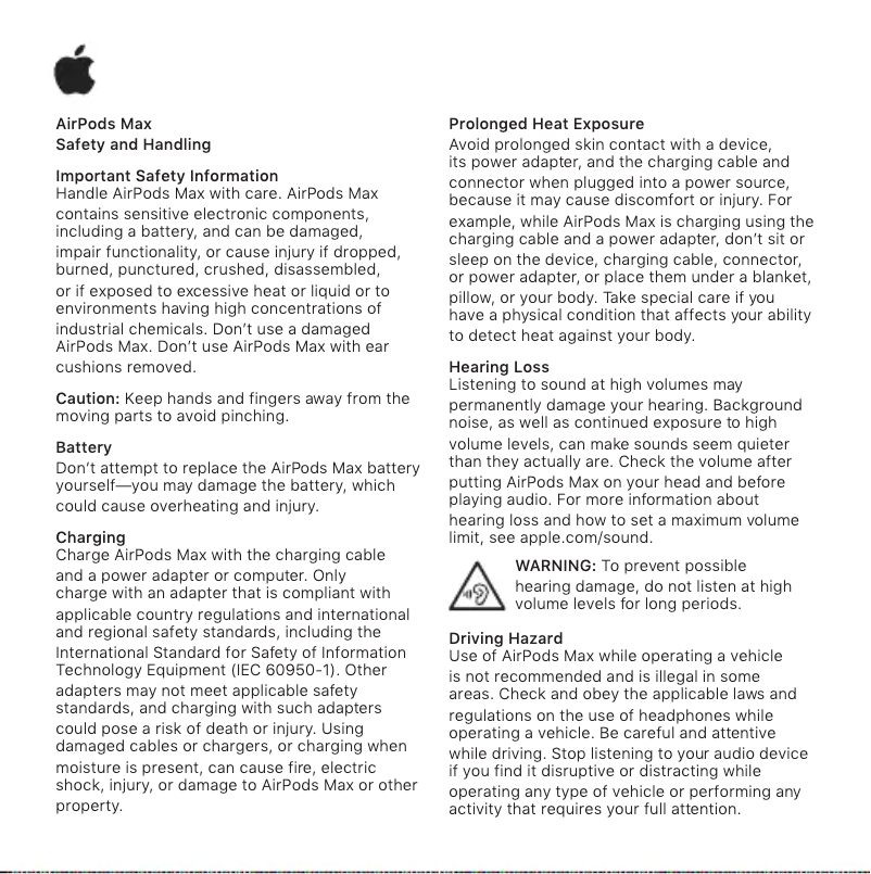 Imagen de la primera página del manual del dispositivo AirPods Max