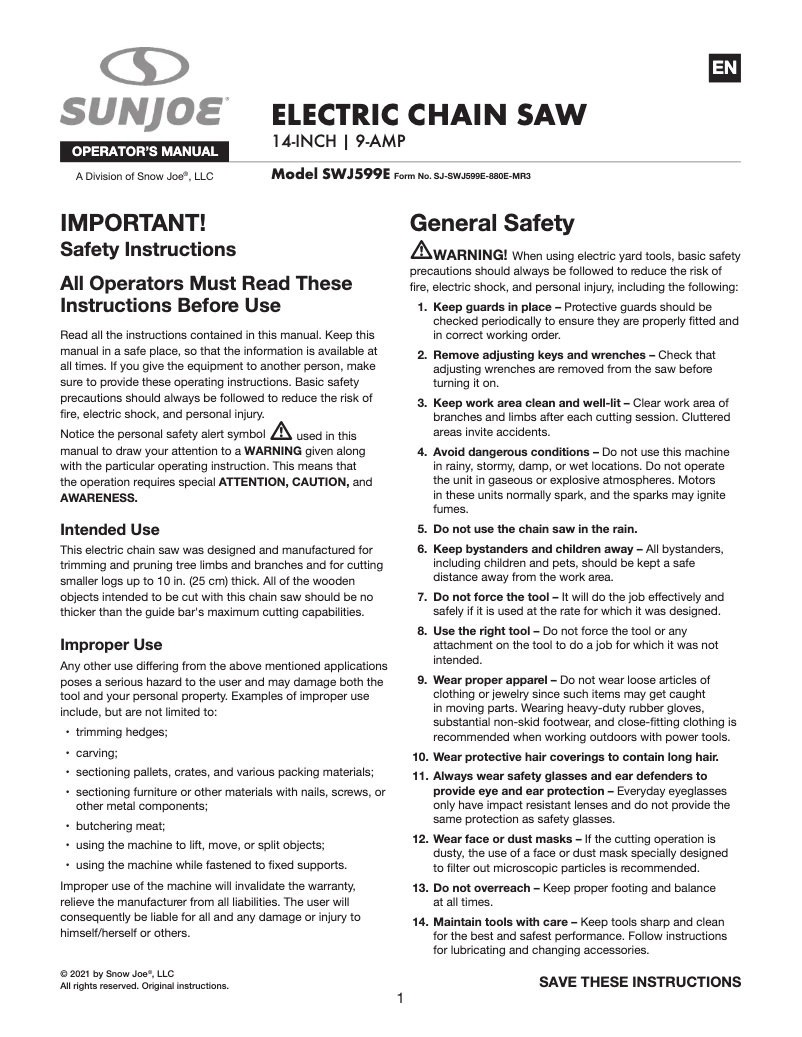 Imagen de la primera página del manual del dispositivo SWJ599E