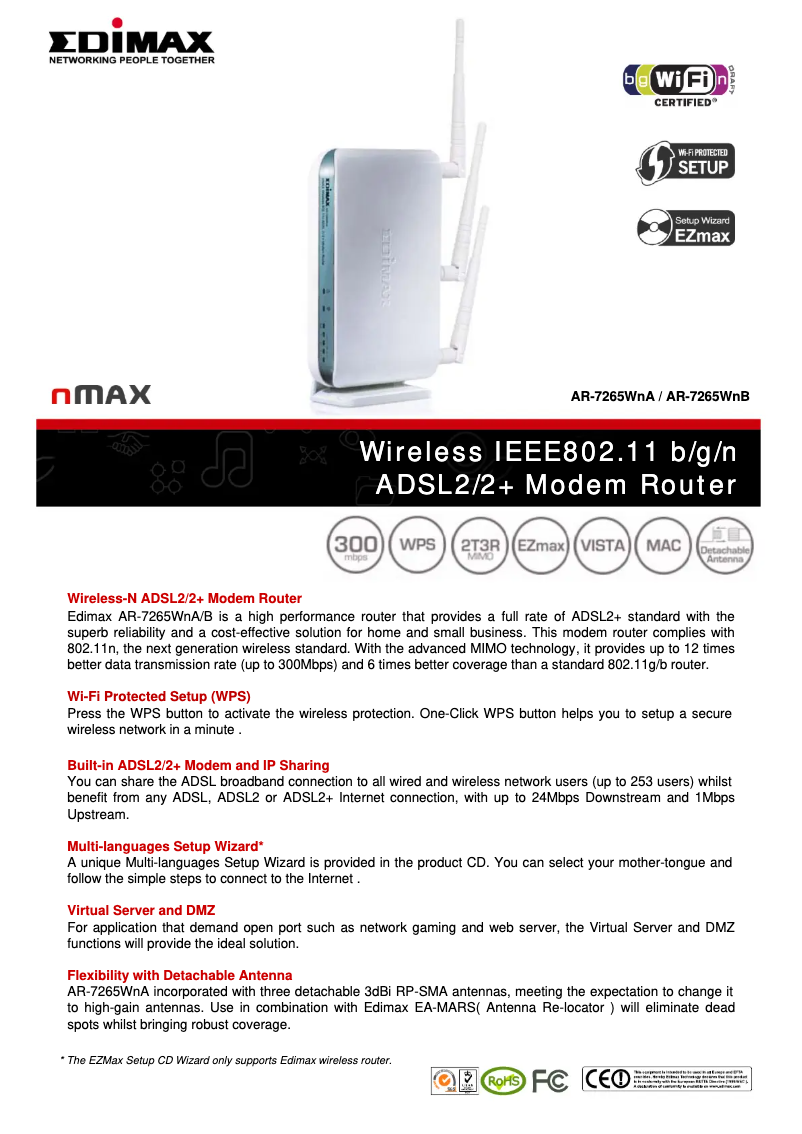 Imagen de la primera página del manual del dispositivo AR-7265WNB