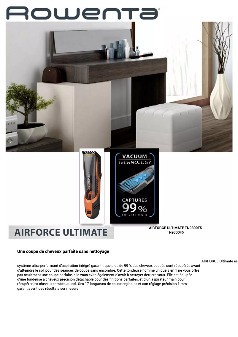 Página nº 1 - Ficha técnica Rowenta Airforce Ultimate TN9300