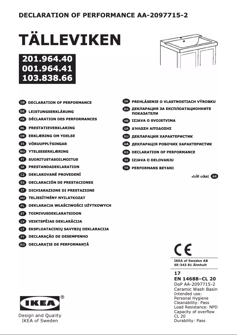 Página 1 del manual Manual de instrucciones Ikea TALLEVIKEN