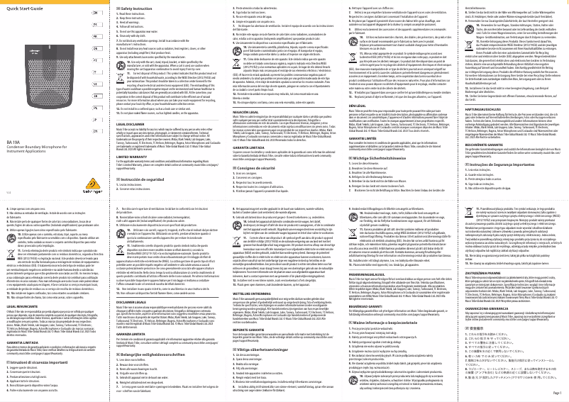 Imagen de la primera página del manual del dispositivo BA 19A