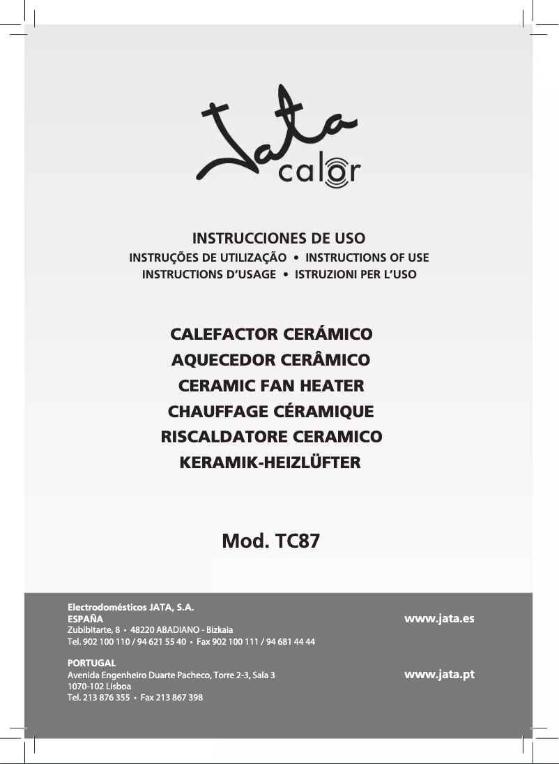 Página 1 del manual Manual de usuario Jata TC87