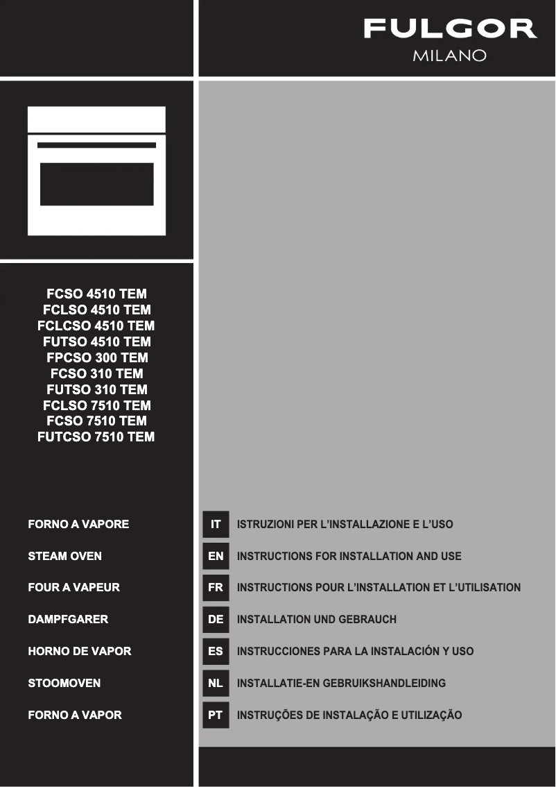 Página 1 del manual Guía de instalación Fulgor Milano FCSO 310 TEM X