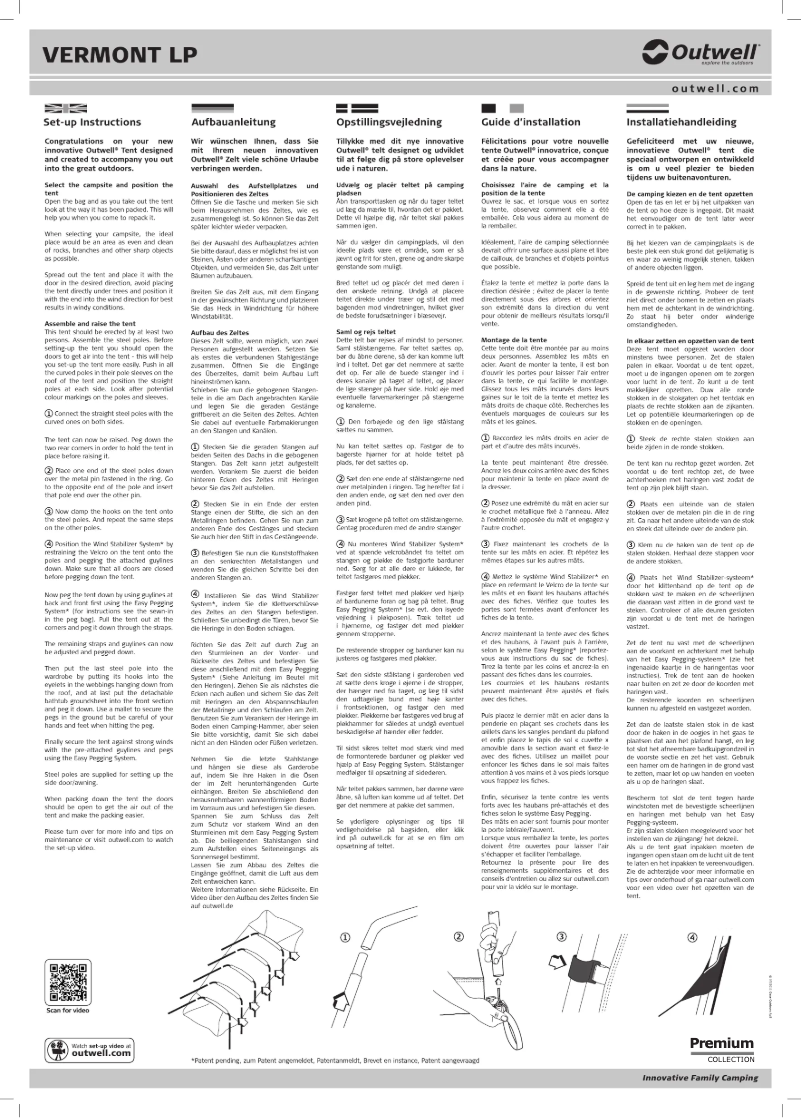 Página 1 del manual Manual de usuario Outwell Premium Vermont LP