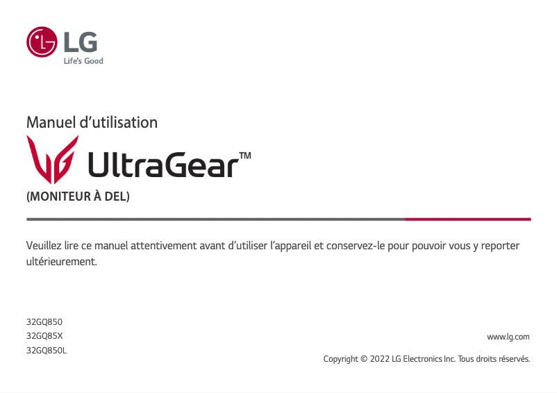 Imagen de la primera página del manual del dispositivo 32GQ850