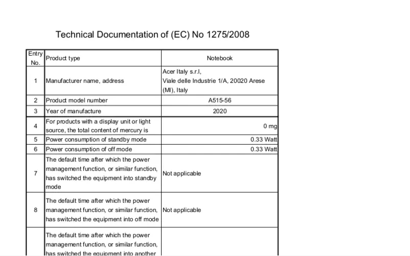 Página nº 1 - Ficha técnica Acer Aspire 5