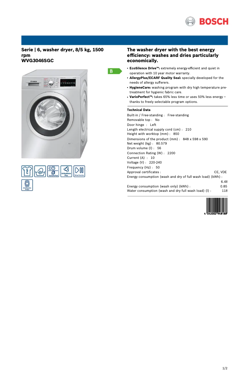 Imagen de la primera página del manual del dispositivo WVG3046SGC