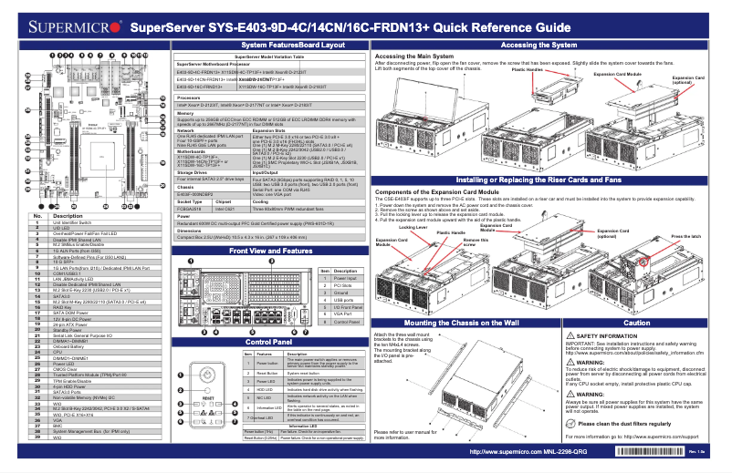Página 1 del manual Guía de inicio rápido Supermicro SuperServer E403-9D-14CN-FRDN13+