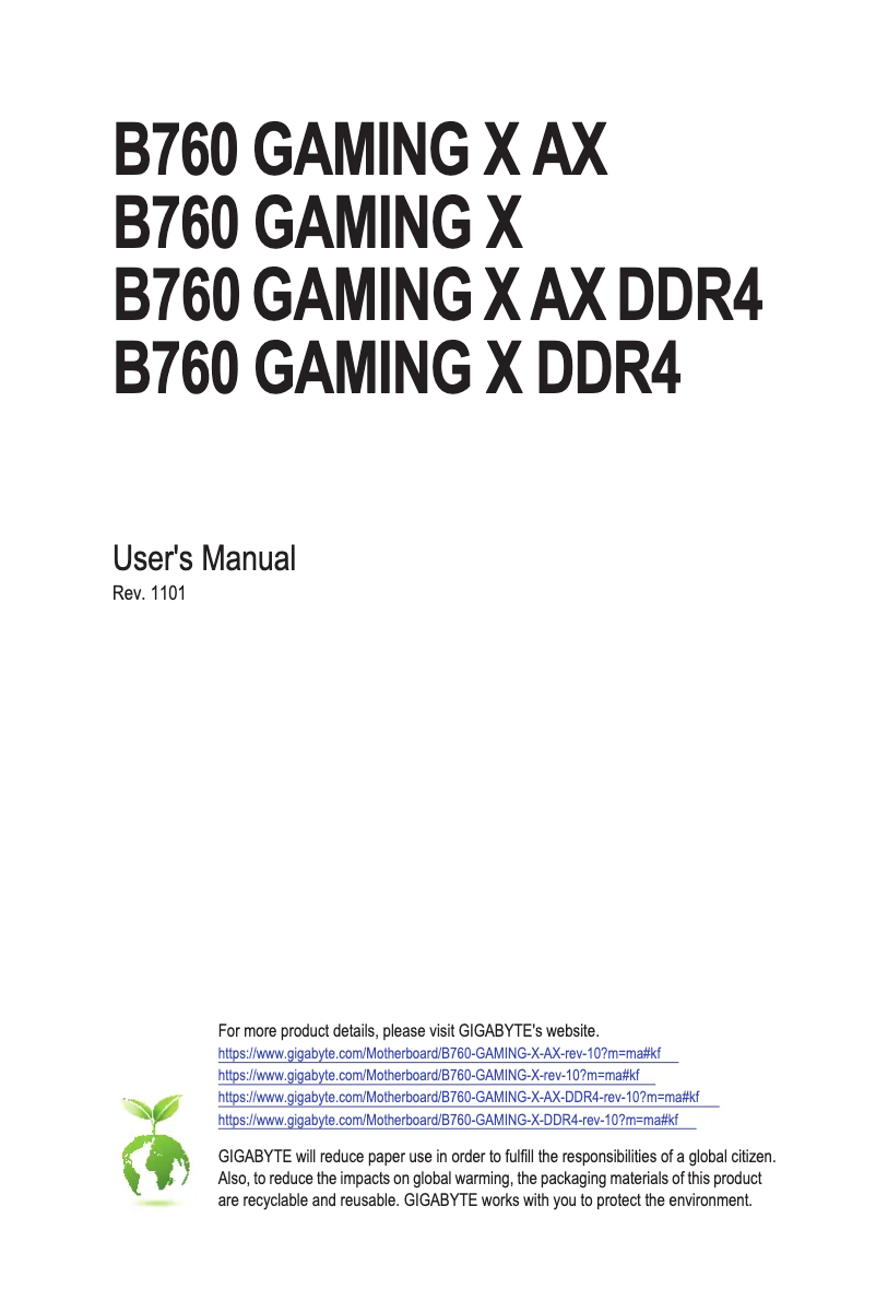 Página 1 del manual Manual de usuario Gigabyte B760 Gaming XX AX