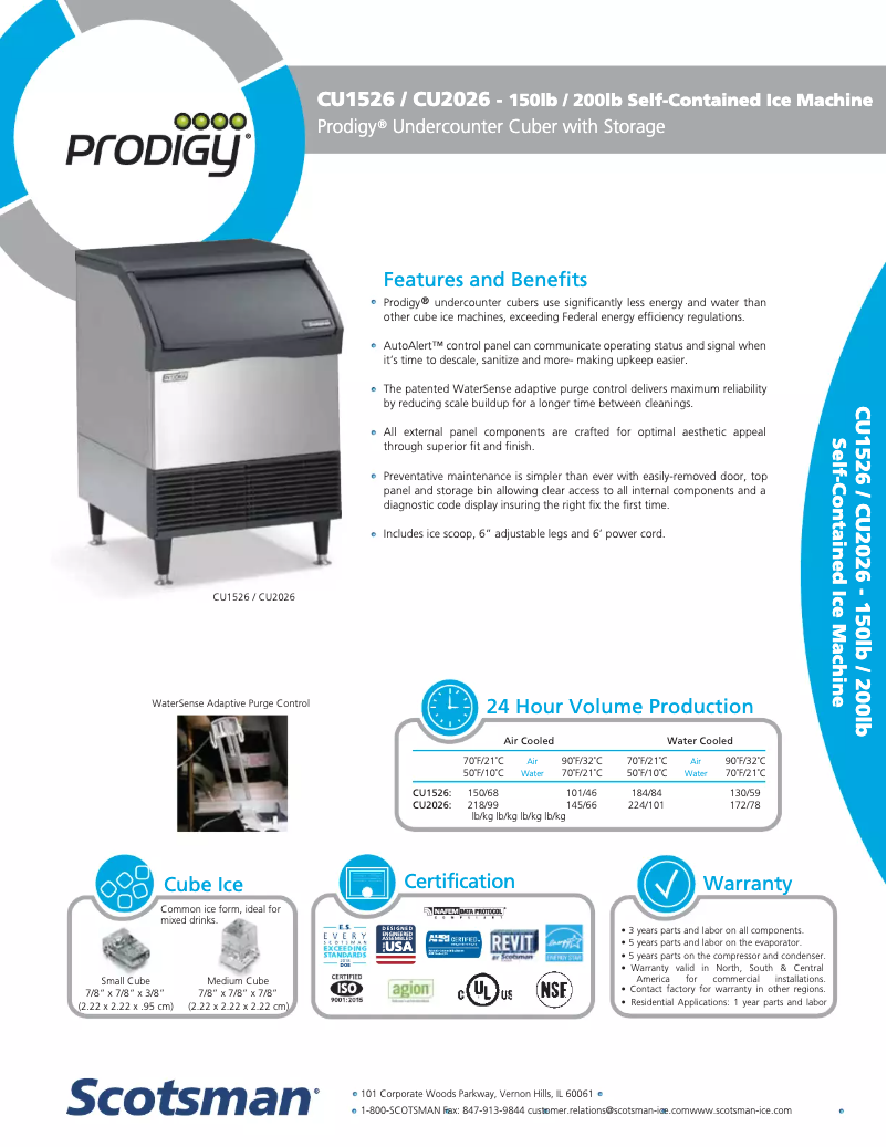 Página nº 1 - Ficha técnica Scotsman CU1526SA-1A
