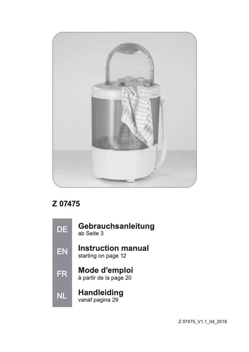 Imagen de la primera página del manual del dispositivo Z 07475