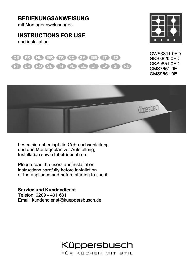 Página nº 1 - Manual de usuario Küppersbusch GKS9851.0ED