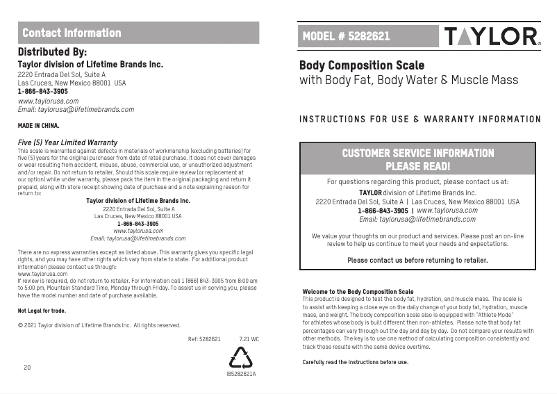 Imagen de la primera página del manual del dispositivo 5282621