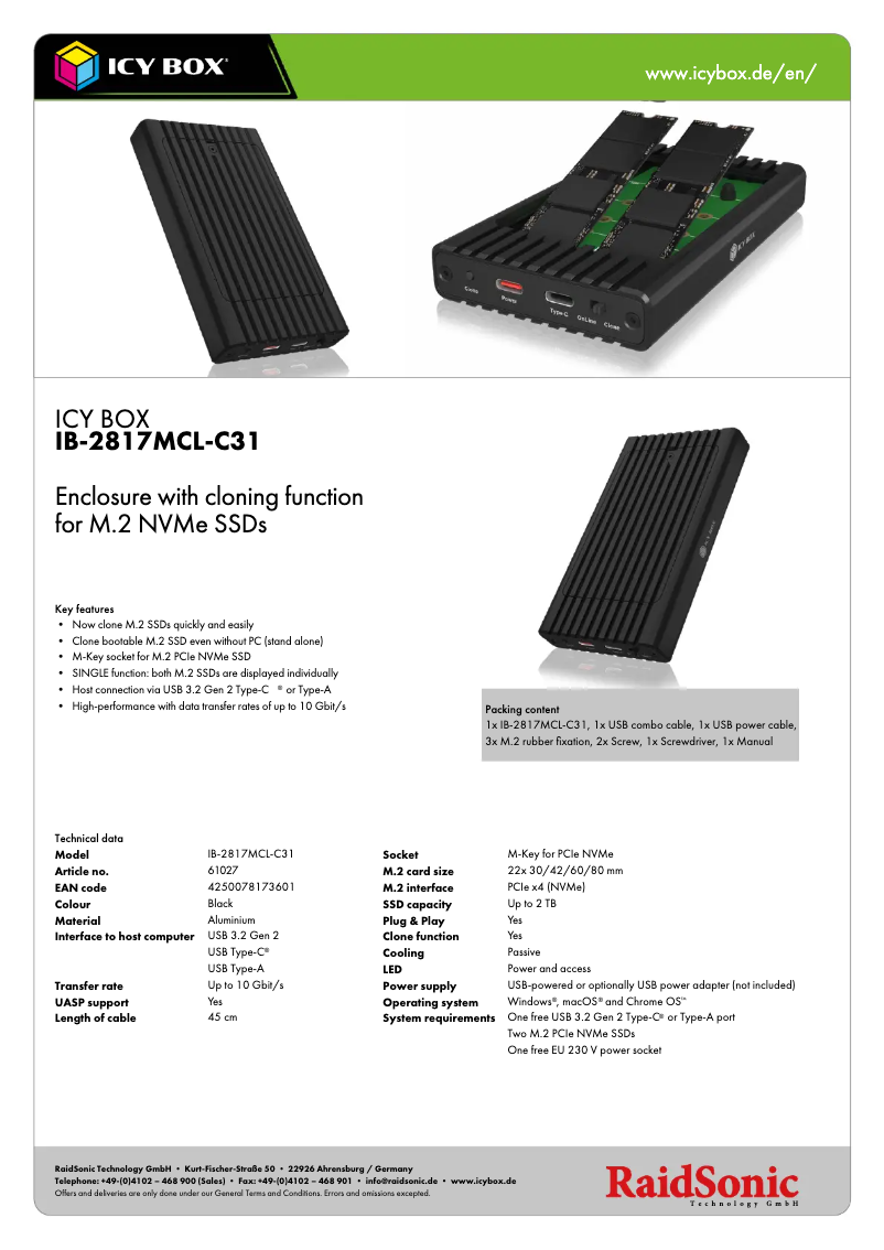 Página nº 1 - Ficha técnica Icy Box IB-2817MCL-C31