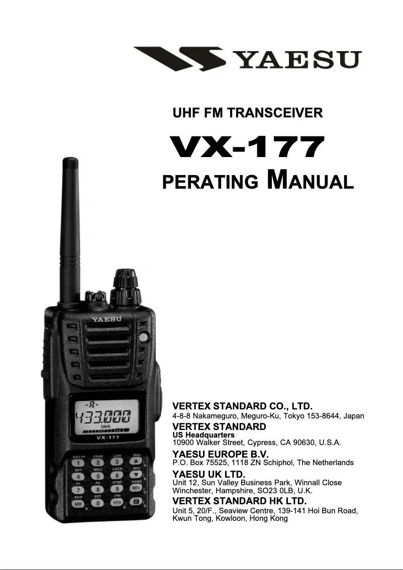 Página nº 1 - Manual de usuario Yaesu VX-177