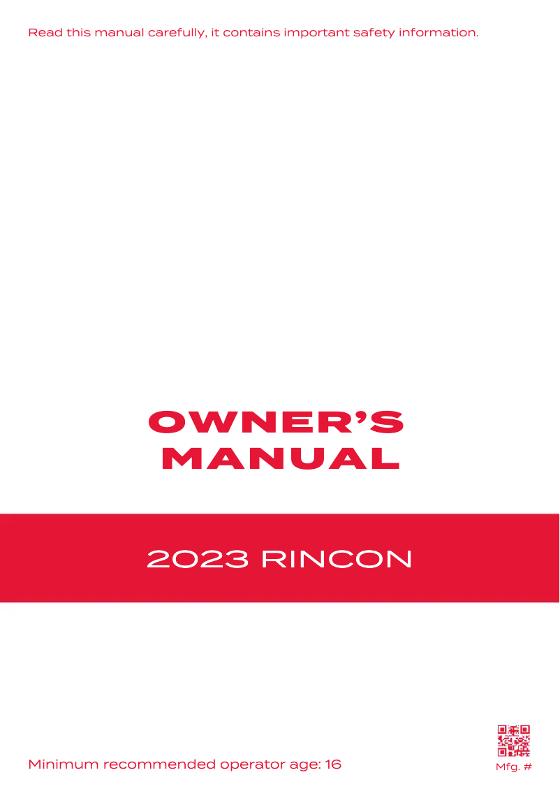Página 1 del manual Manual de usuario Honda Rincon (2023)