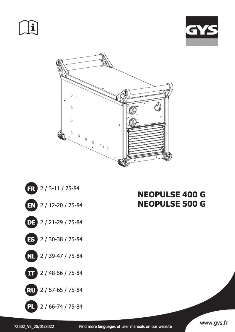 Página 1 del manual Manual de usuario GYS Neopulse 500 G