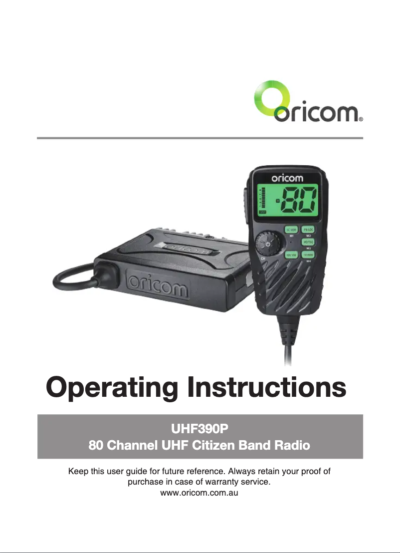 Imagen de la primera página del manual del dispositivo UHF390P