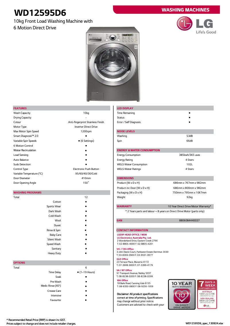 Imagen de la primera página del manual del dispositivo WD12595D6