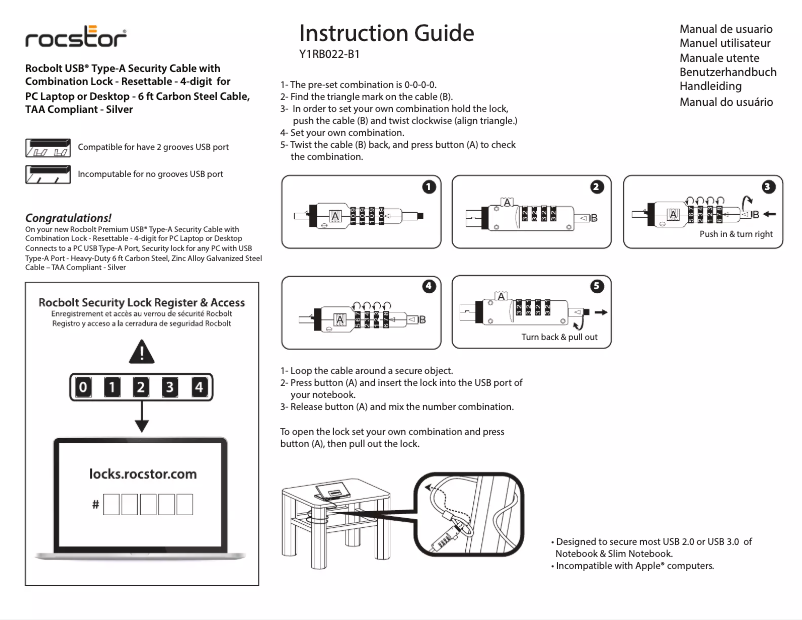 Imagen de la primera página del manual del dispositivo Y1RB022-B1