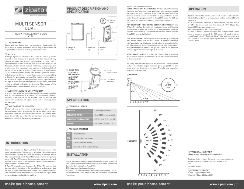 Página 1 del manual Manual de usuario Zipato VS-ZP3102+.EU