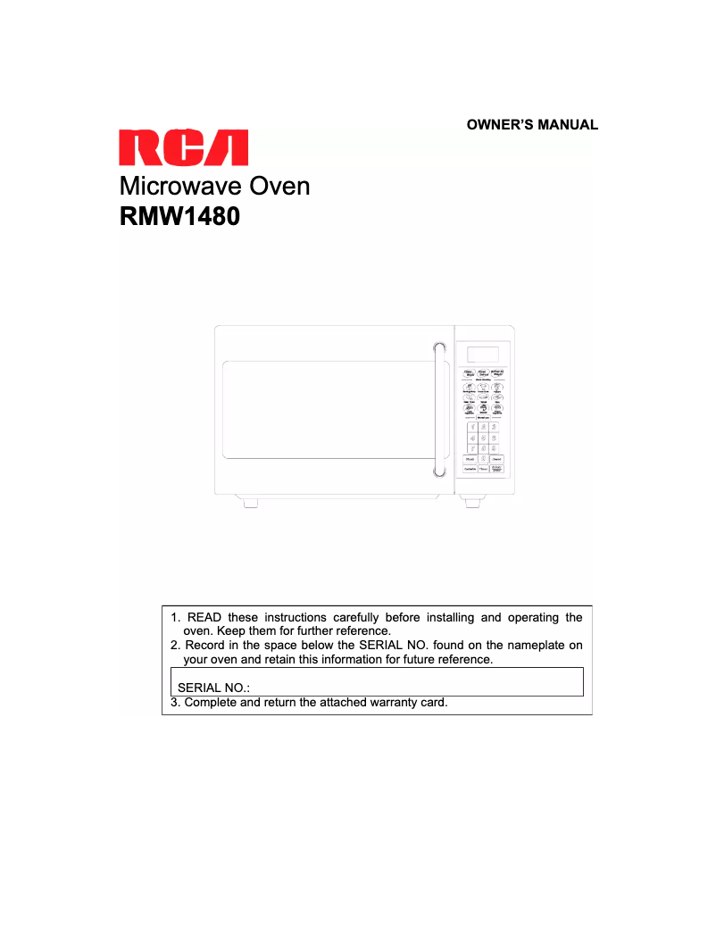 Página 1 del manual Manual de usuario RCA RMW1480