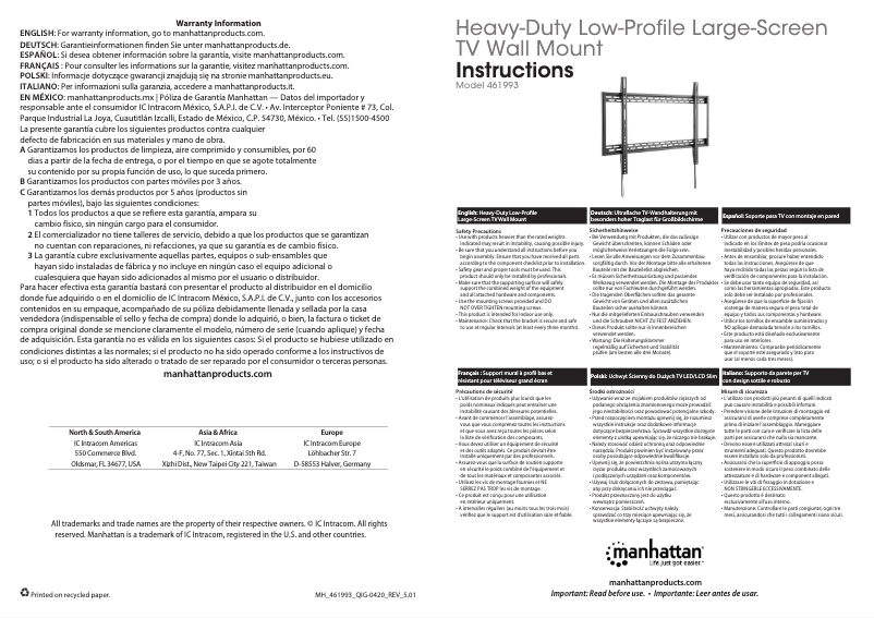 Página nº 1 - Manual de usuario Manhattan 461993