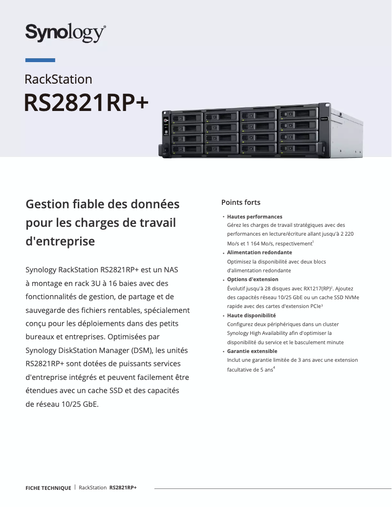 Imagen de la primera página del manual del dispositivo RS2821RP+