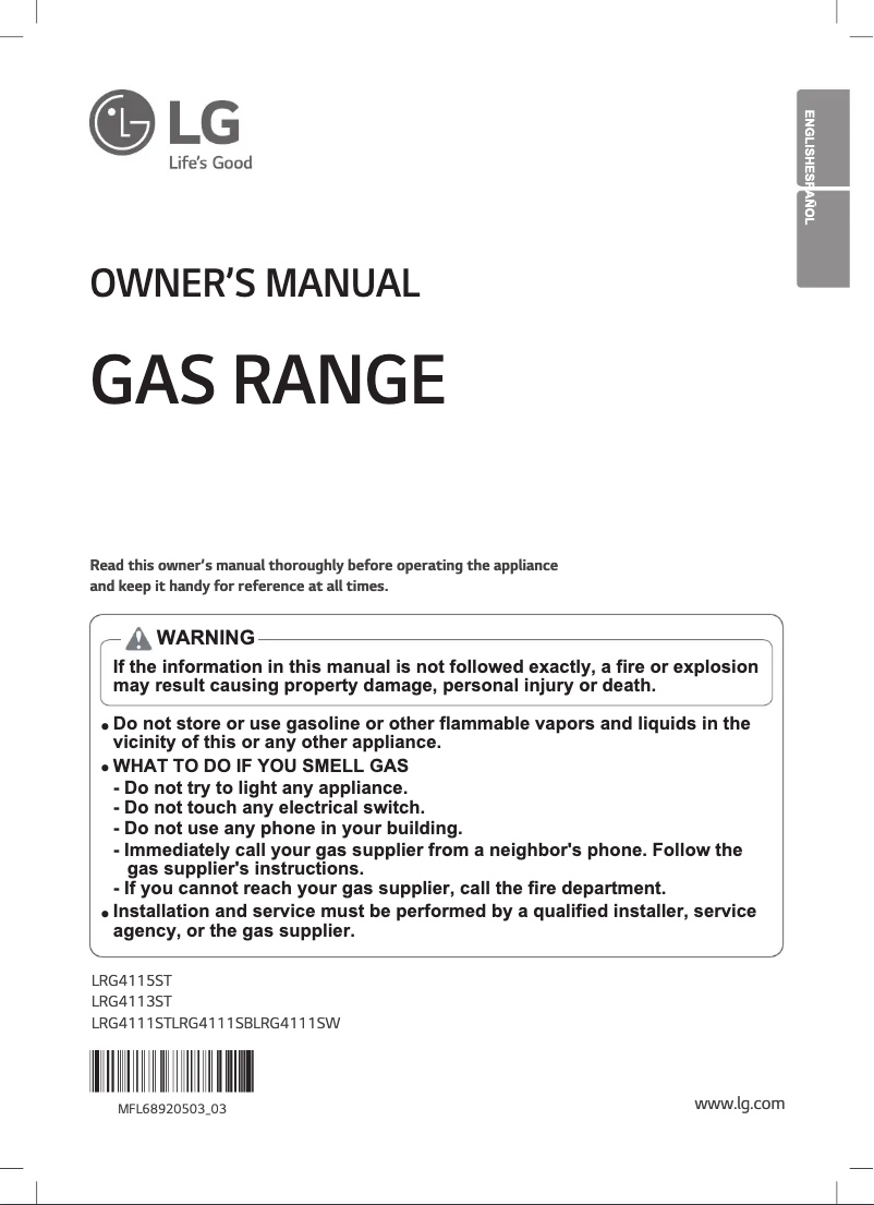 Imagen de la primera página del manual del dispositivo LRG4113ST