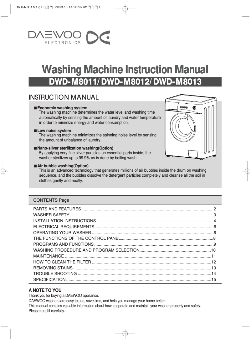 Imagen de la primera página del manual del dispositivo DWD-M8011