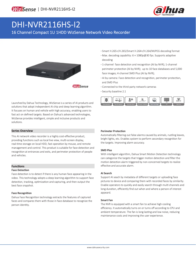 Imagen de la primera página del manual del dispositivo NVR2116HS-I2