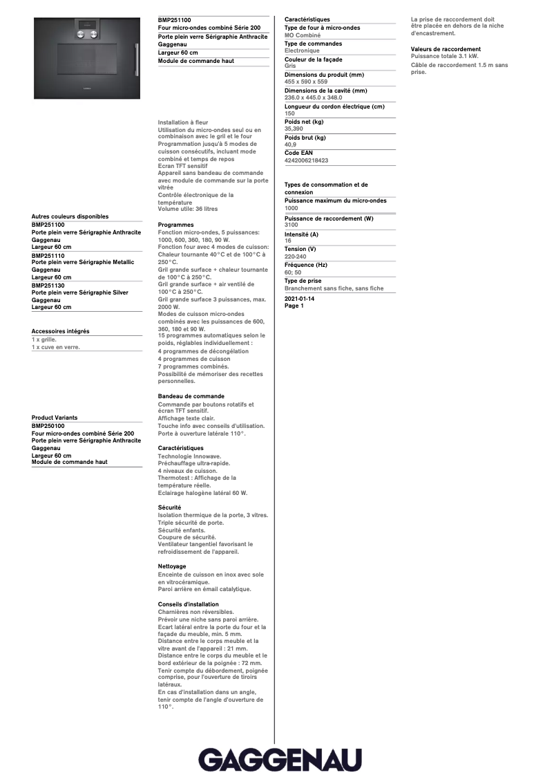 Imagen de la primera página del manual del dispositivo BMP251100