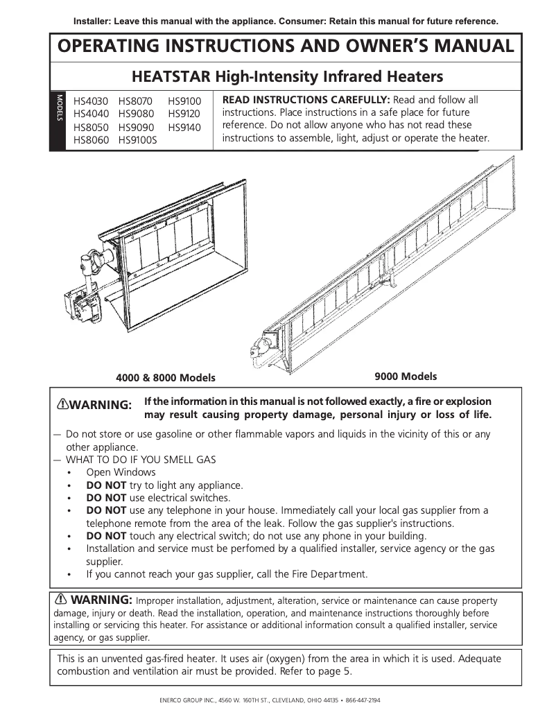Página 1 del manual Manual de usuario HeatStar HS9100