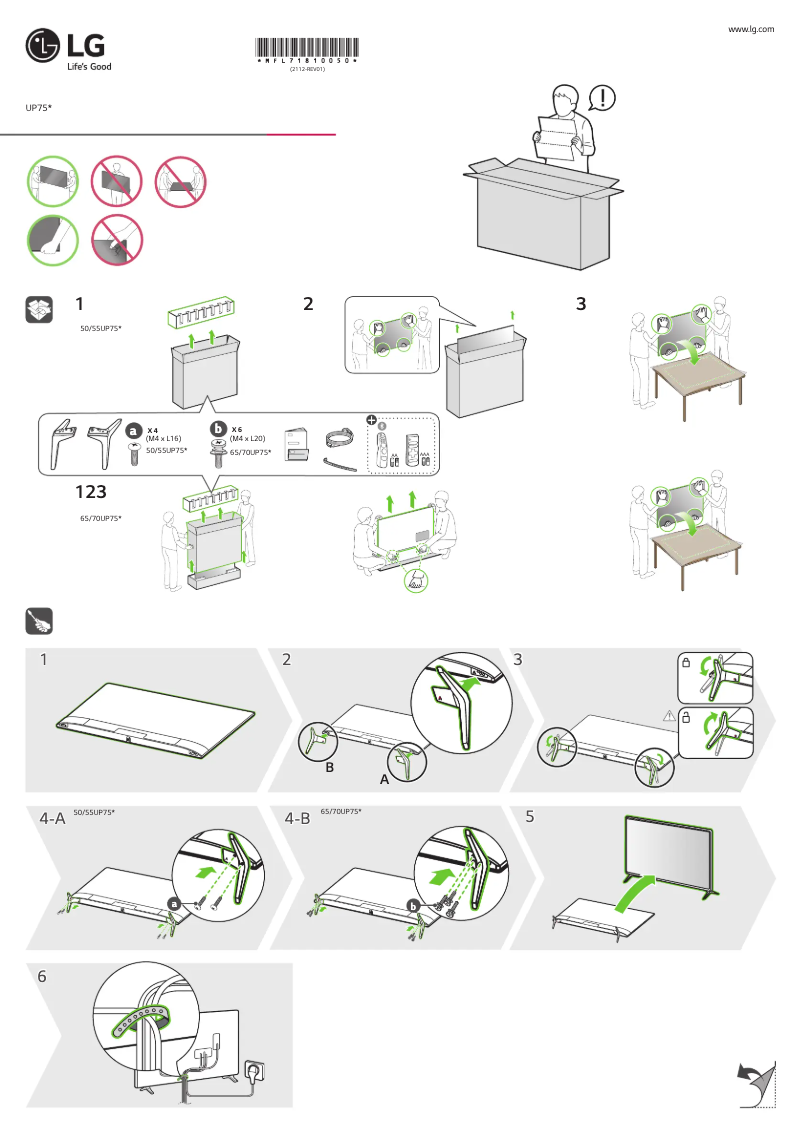 Imagen de la primera página del manual del dispositivo 55UP751C