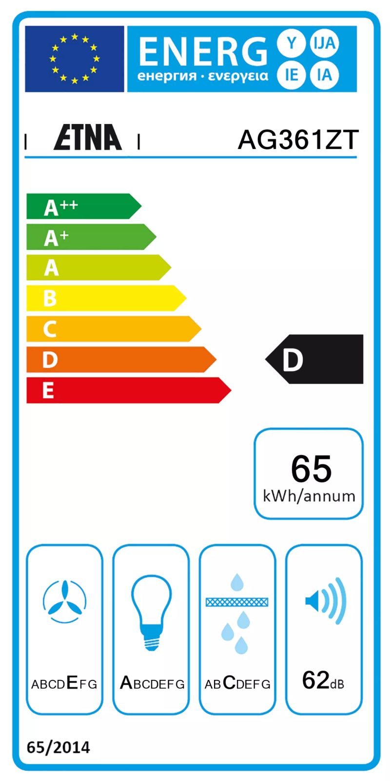 Página 1 del manual Etiqueta energética Etna AG361ZT