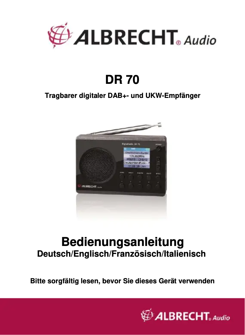 Imagen de la primera página del manual del dispositivo DR 70