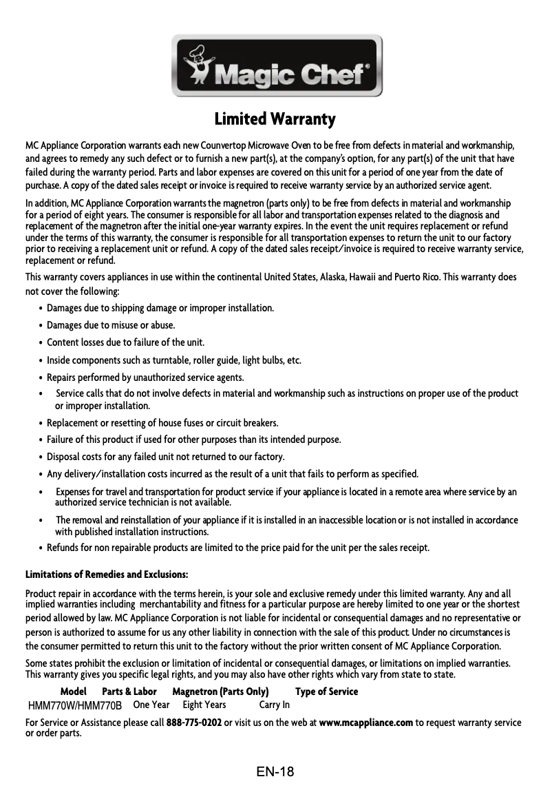 Imagen de la primera página del manual del dispositivo HMM770W