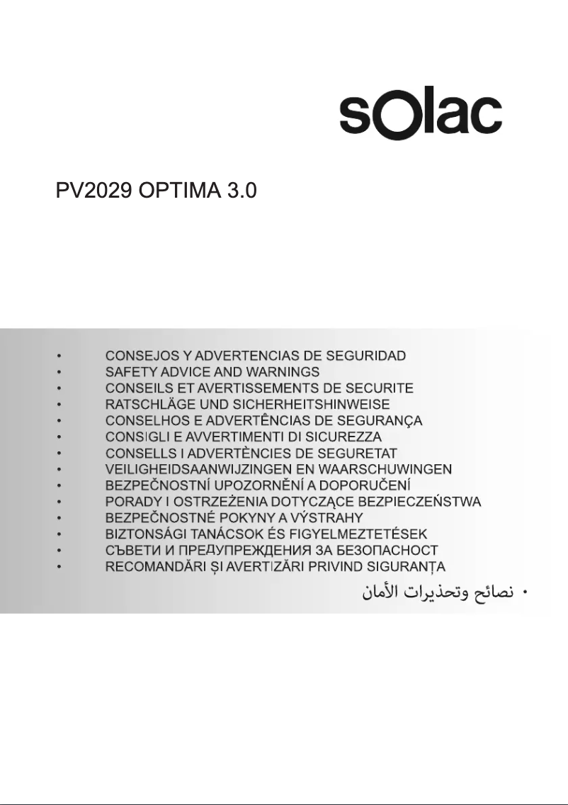 Página 1 del manual Instrucciones de seguridad Solac Optima 3.0 PV2028