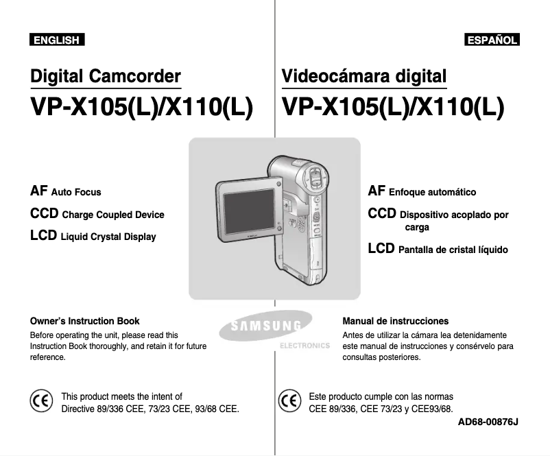 Imagen de la primera página del manual del dispositivo VP-X105